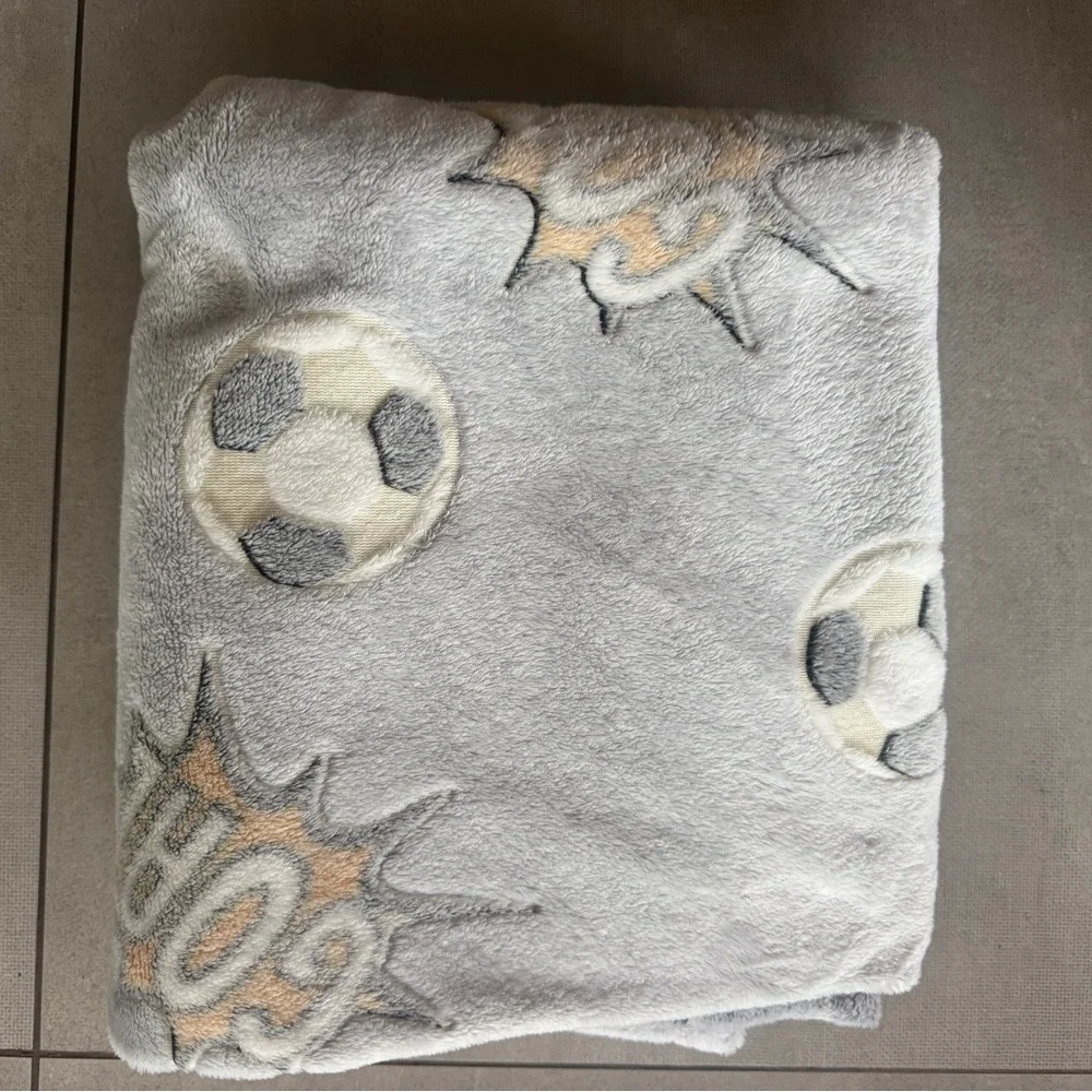Gray Soccer Glow-in-the-Dark Throw Blanket throw soft plush